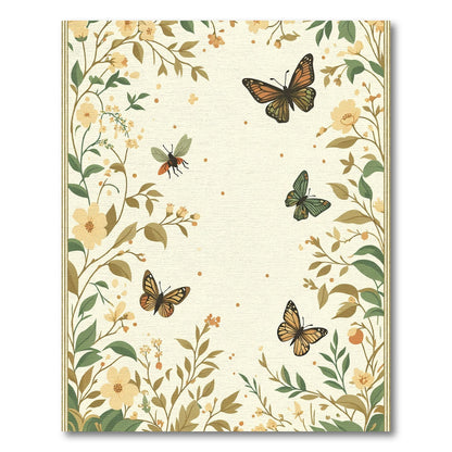Yellow Floral Butterflies Garden Border Rug