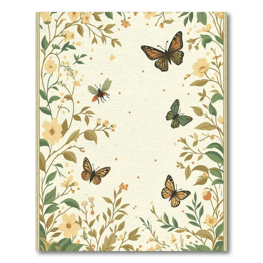 Yellow Floral Butterflies Garden Border Rug