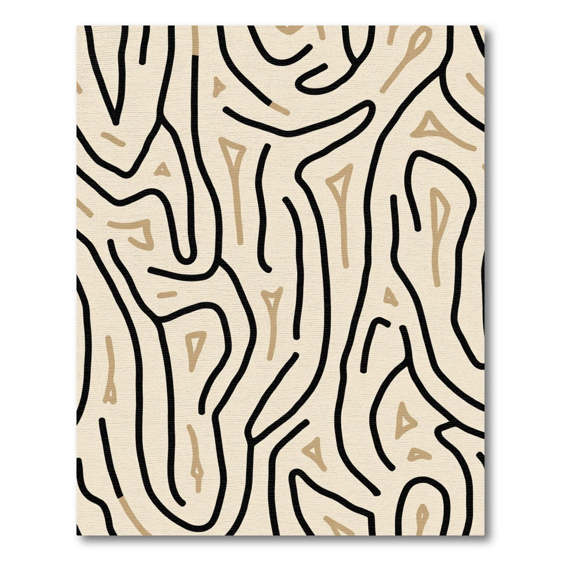 Abstract Beige Black Organic Flow Rug