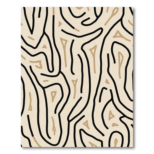 Abstract Beige Black Organic Flow Rug