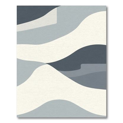 Serene Blue Grey Abstract Waves Rug
