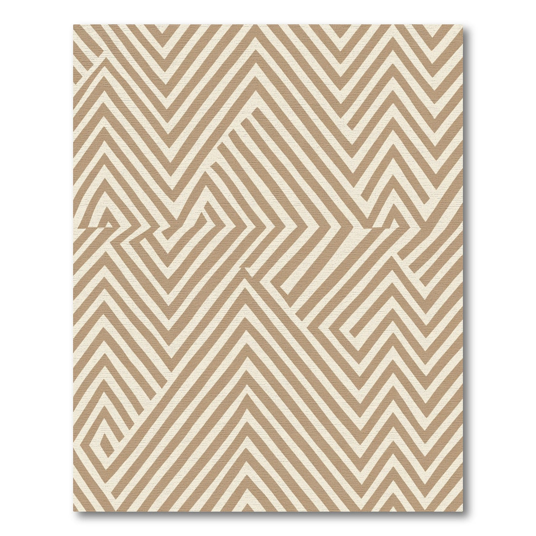 Geometric Tan Interlocking Lines Rug