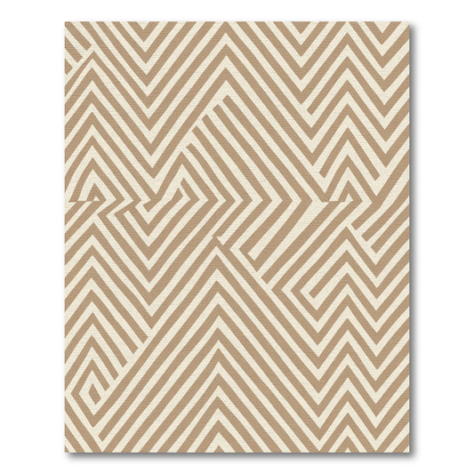 Geometric Tan Interlocking Lines Rug