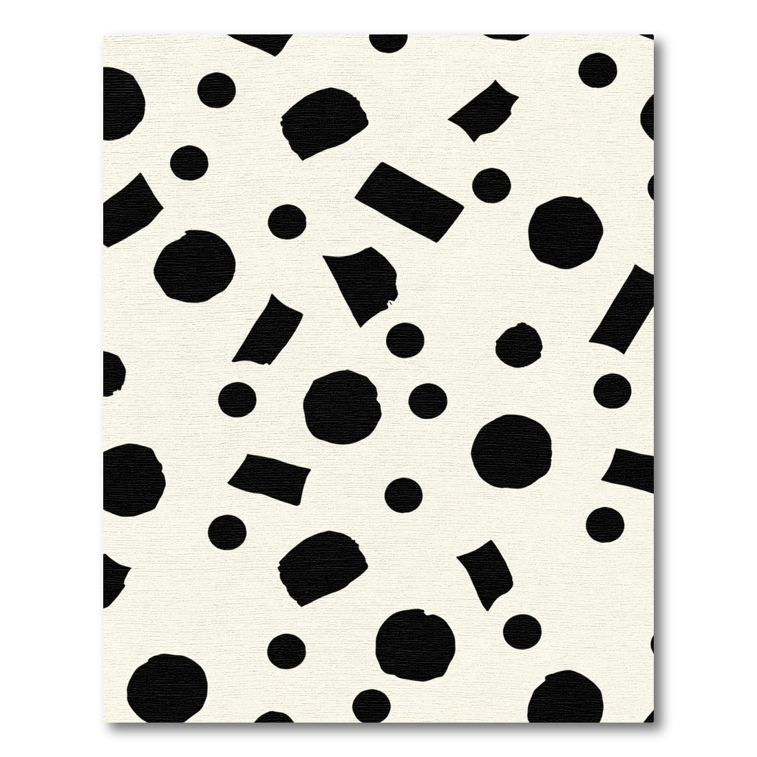 Abstract Black Circles Rectangles Cream Rug