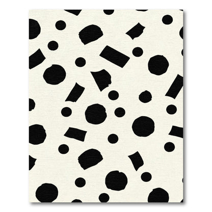 Abstract Black Circles Rectangles Cream Rug