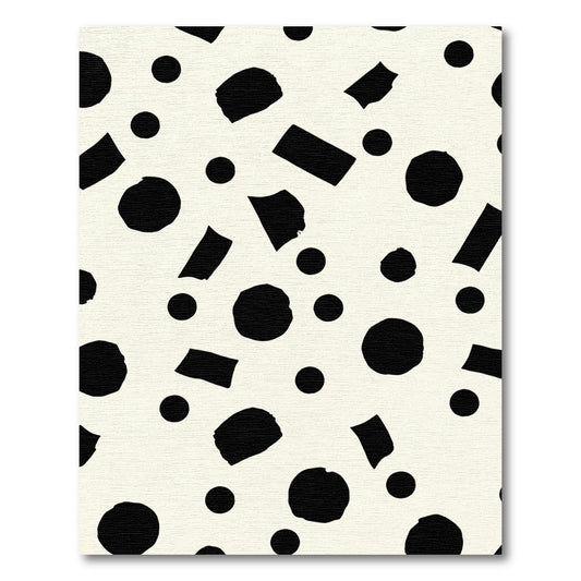 Abstract Black Circles Rectangles Cream Rug