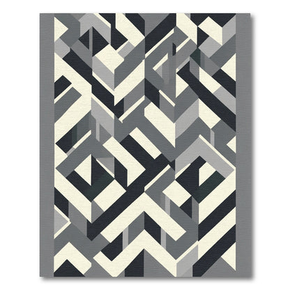 Monochromatic Geometric Interlocking Shapes Rug