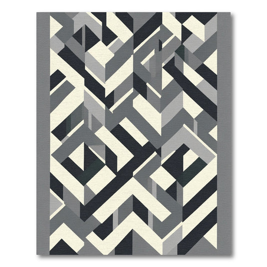 Monochromatic Geometric Interlocking Shapes Rug