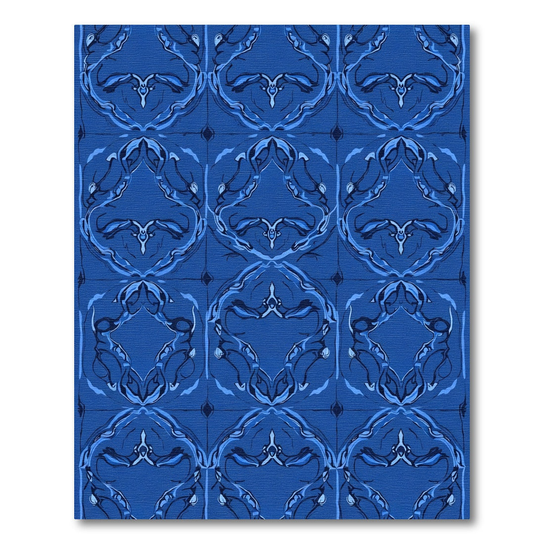 Deep Blue Abstract Organic Tile Rug