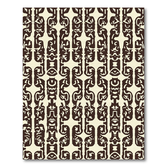 Dark Brown Tribal Column Rug
