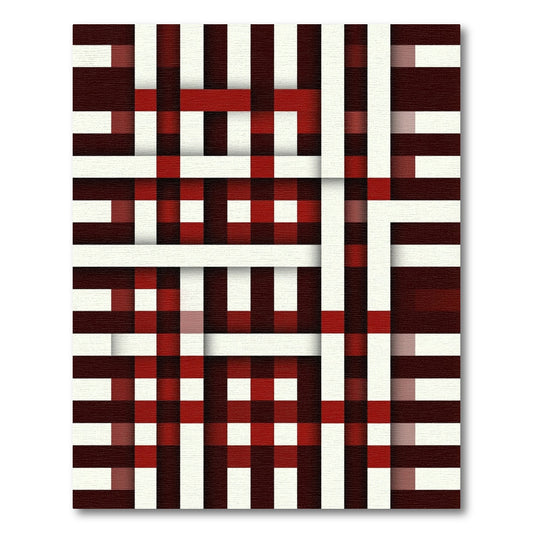 Crimson White Woven Stripe Rug