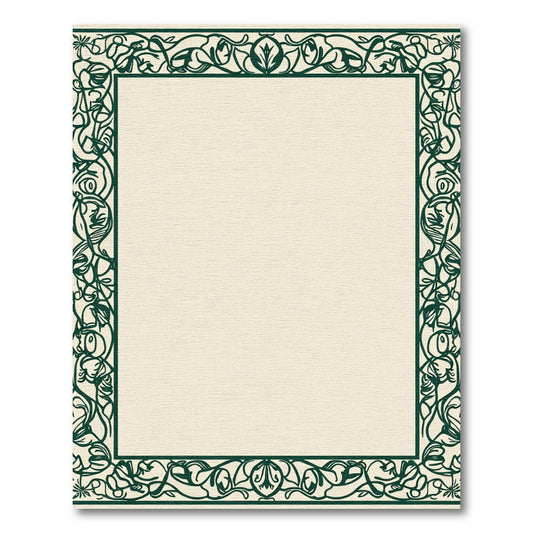 Vintage Emerald Art Nouveau Border Rug