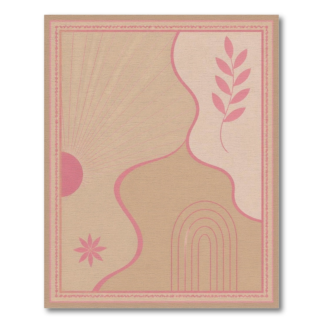 Pink Abstract Sunburst Area Rug