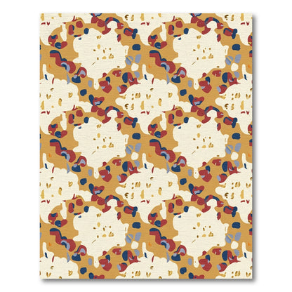 Abstract Organic Ochre Red Blue Shapes Rug