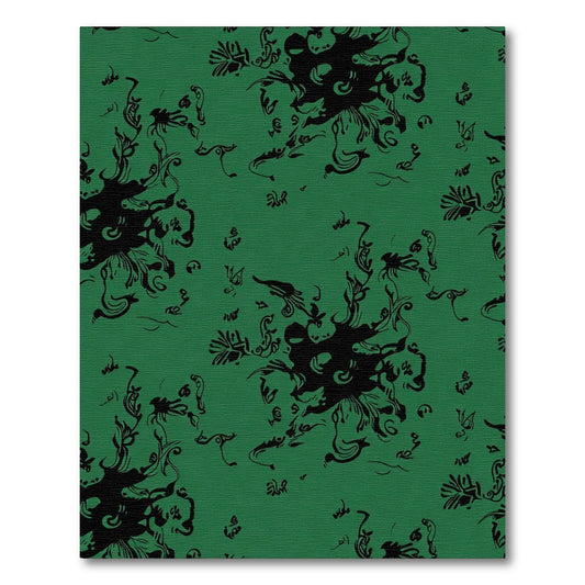 Deep Emerald Abstract Swirl Floral Rug