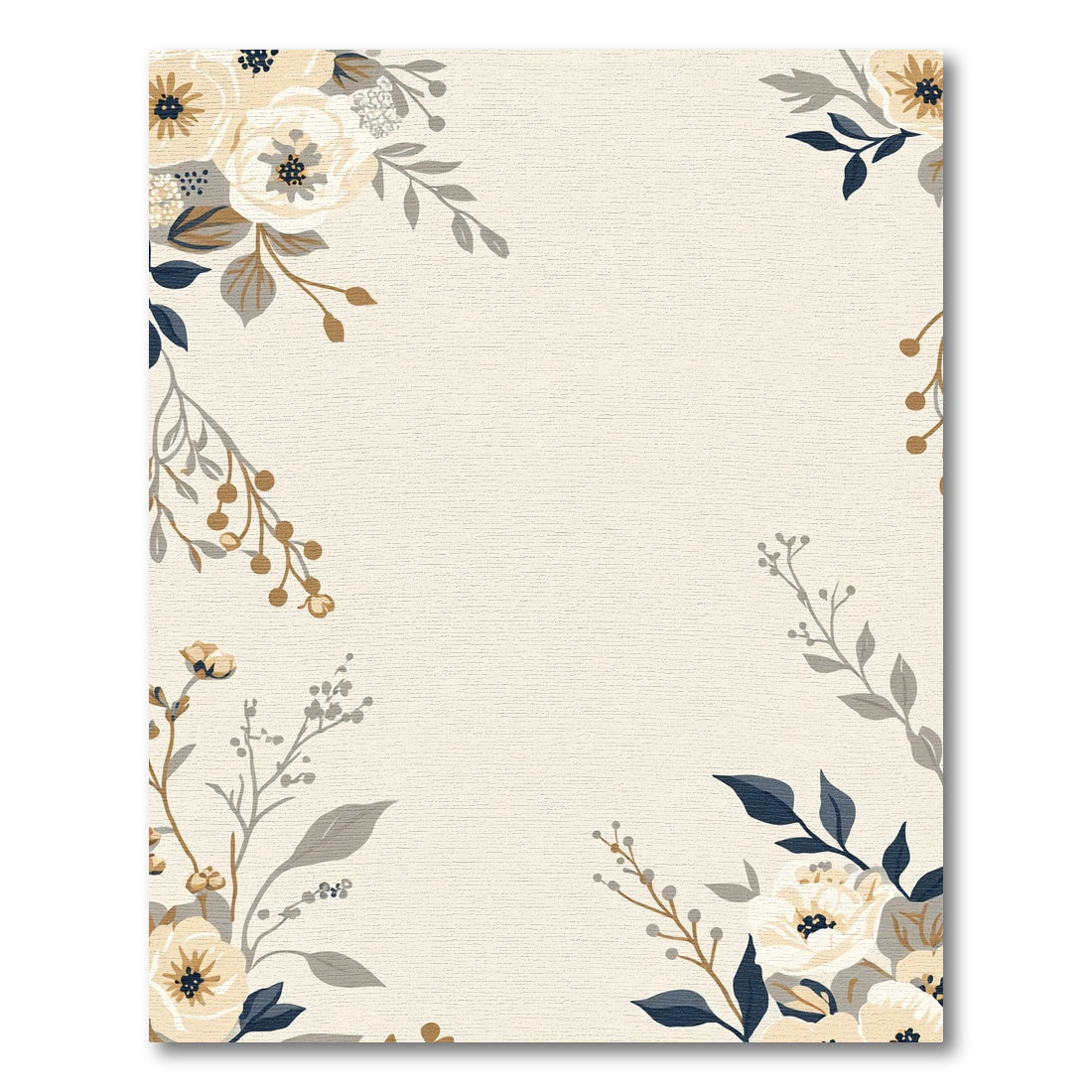 Cream Beige Floral Branch Accent Rug