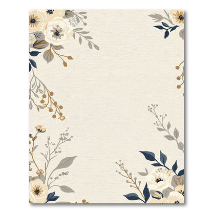 Cream Beige Floral Branch Accent Rug