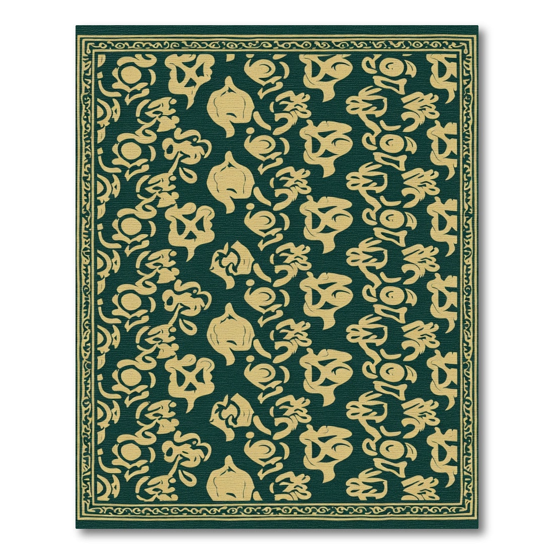 A La Carte Green Yellow Floral Rug