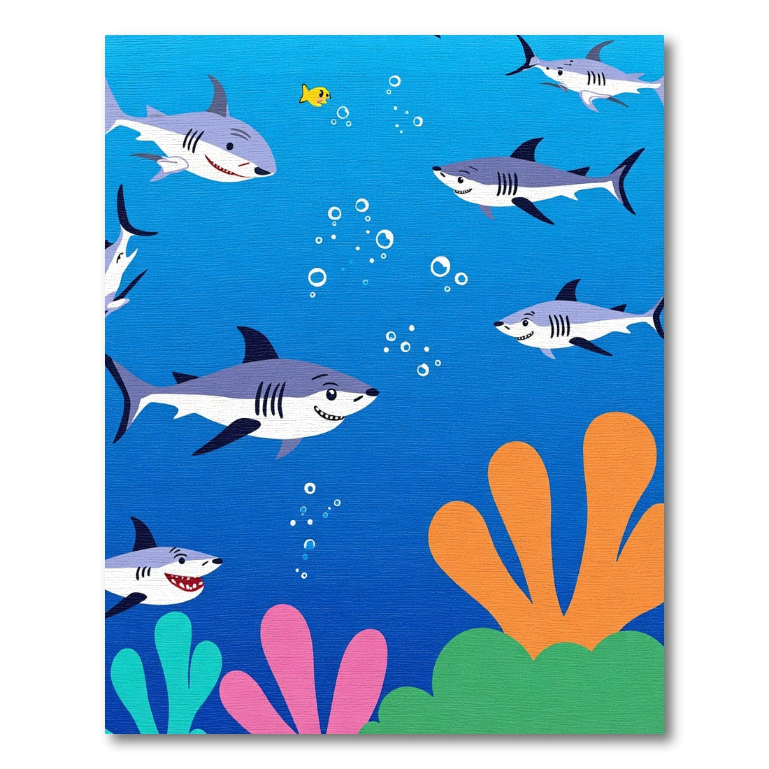 Playful Gray Sharks Underwater Scene Rug