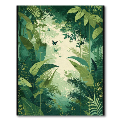 Lush Emerald Jungle Butterflies Garden Rug