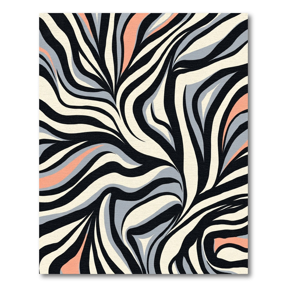 Coral Black Abstract Zebra Splash Rug