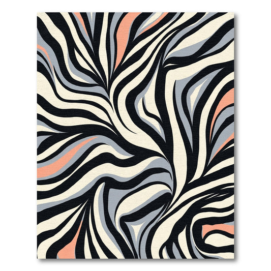 Coral Black Abstract Zebra Splash Rug