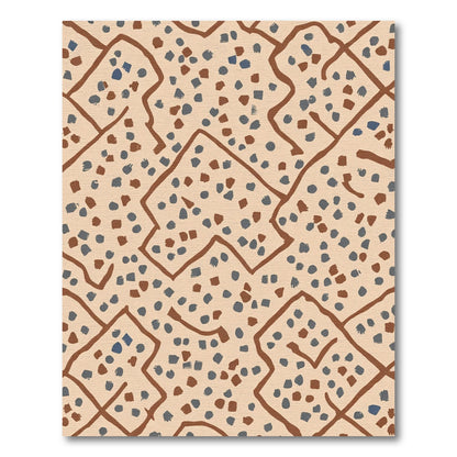 Abstract Terracotta Blue Jagged Dot Rug