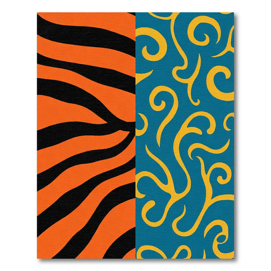Orange Black Tiger Swirl Blue Rug