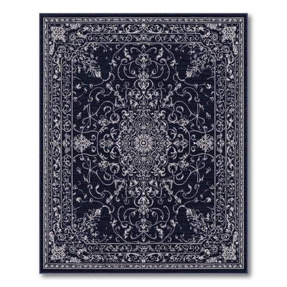 Navy Blue Traditional Persian Area Rug