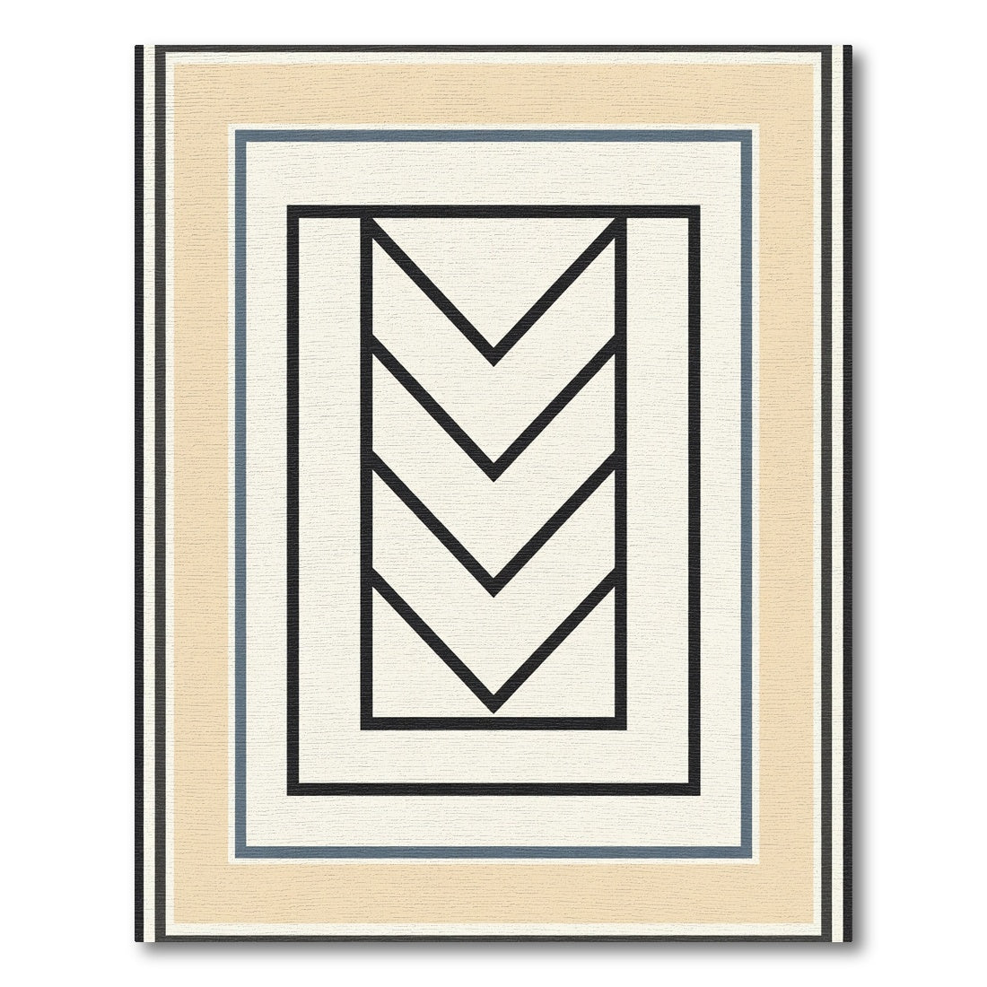 Modern Beige Geometric Chevron Rug
