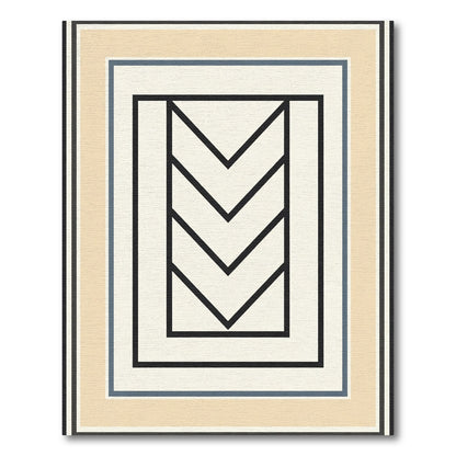 Modern Beige Geometric Chevron Rug