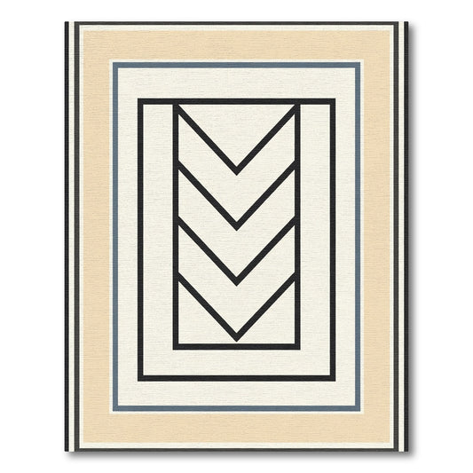 Modern Beige Geometric Chevron Rug