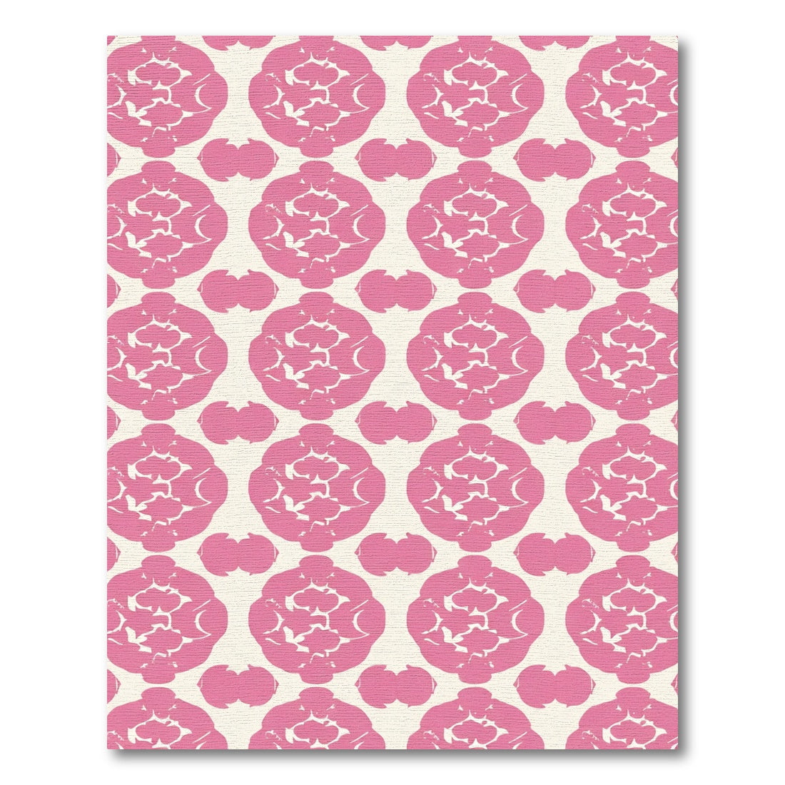 Pink Floral Ornament Cream Rug