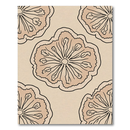 Peachy Outline Floral Medallion Rug