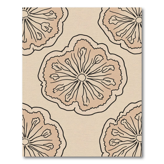 Peachy Outline Floral Medallion Rug
