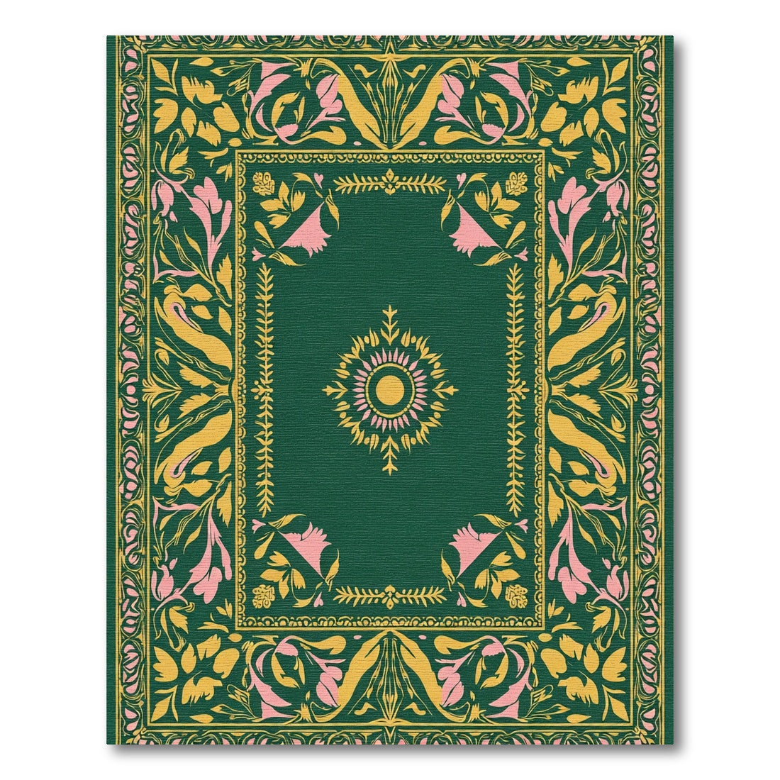 Emerald Floral Medallion Botanical Rug