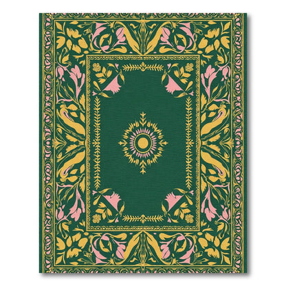 Emerald Floral Medallion Botanical Rug