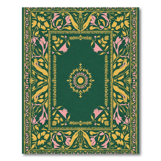 Emerald Floral Medallion Botanical Rug