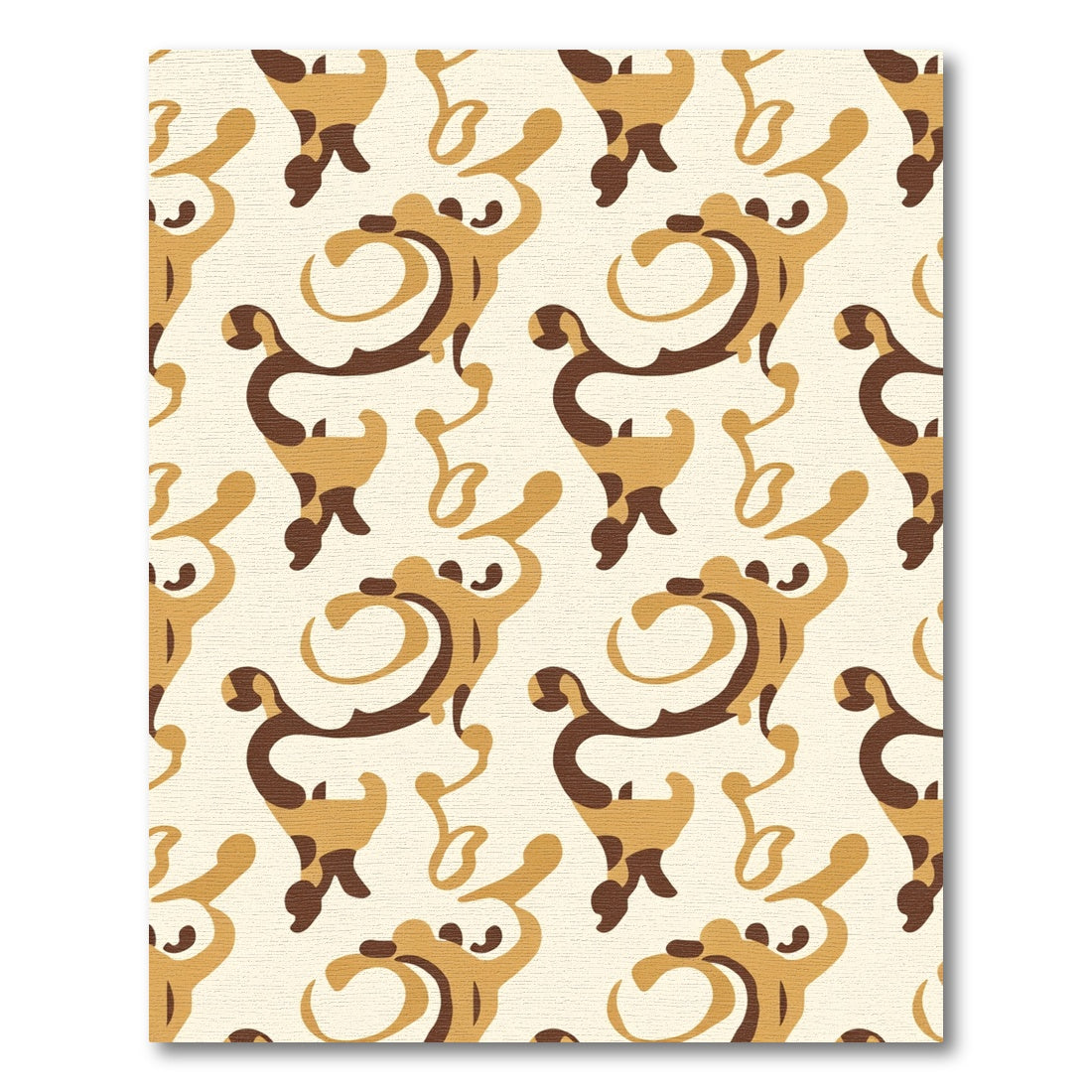 Golden Brown Swirling Filigree Motif Rug