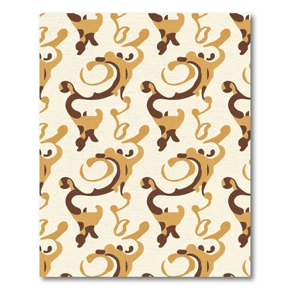 Golden Brown Swirling Filigree Motif Rug