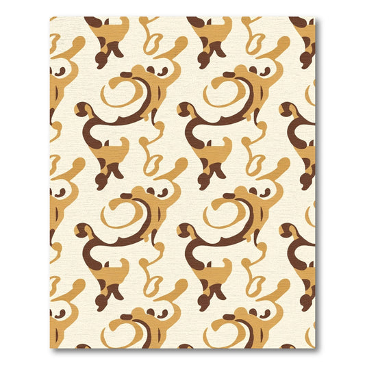 Golden Brown Swirling Filigree Motif Rug