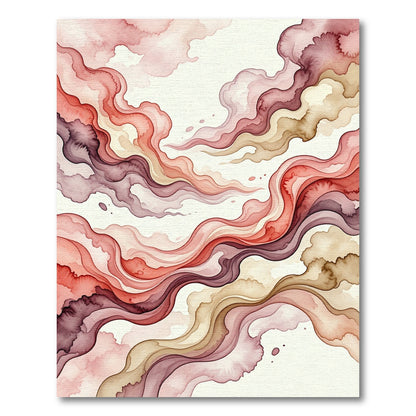 Red And Purple Swirling Watercolor Flow Rug