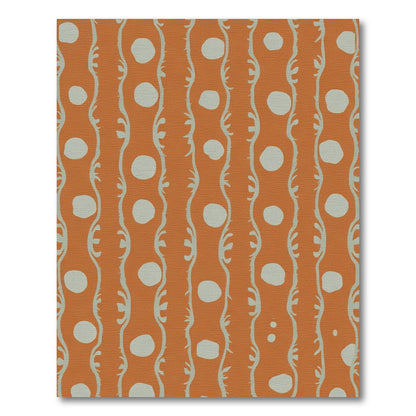 Orange White Vine Dot Stripe Rug