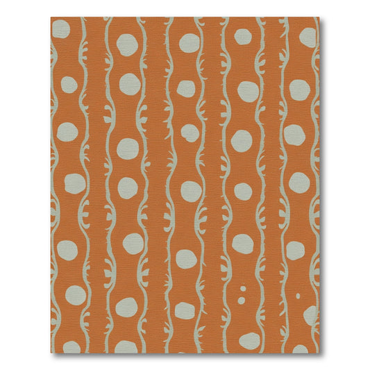 Orange White Vine Dot Stripe Rug
