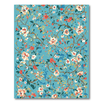 Coral Blush Peony Vine Blossom Rug