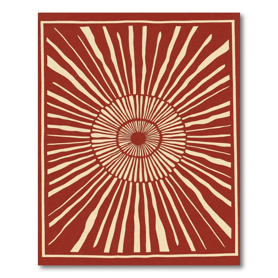 Crimson Sunburst Radial Graphic Rug