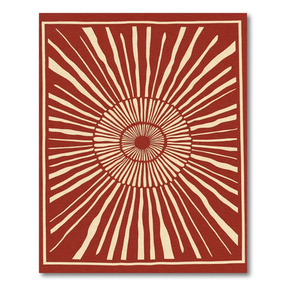 Crimson Sunburst Radial Graphic Rug