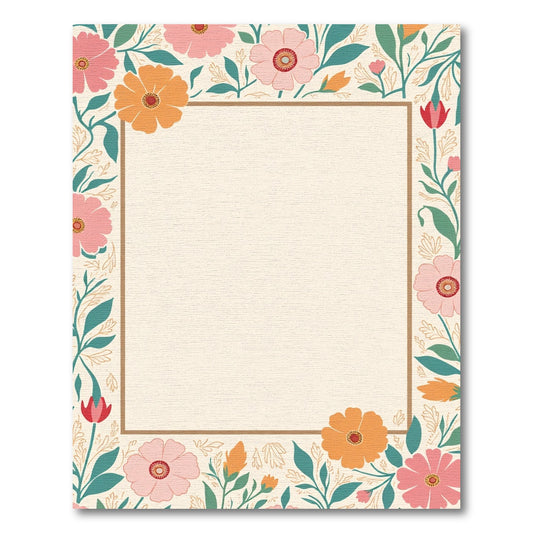 Pastel Floral Border with Golden Accents Rug