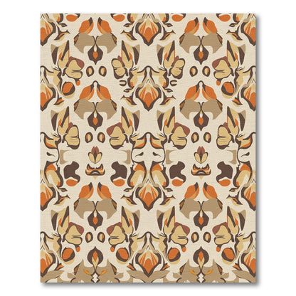 Autumnal Orange Floral Palmette Rug