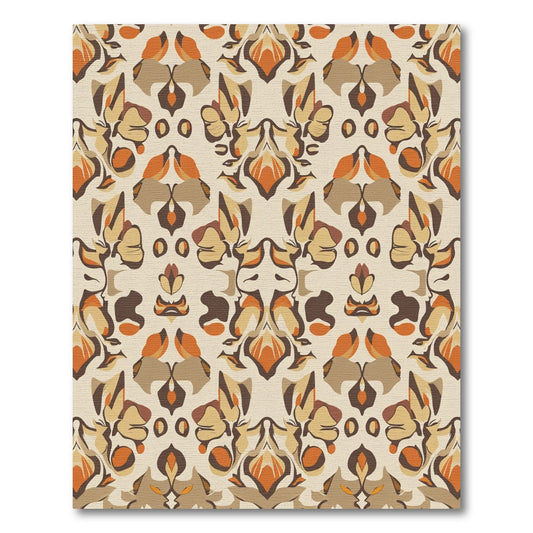Autumnal Orange Floral Palmette Rug